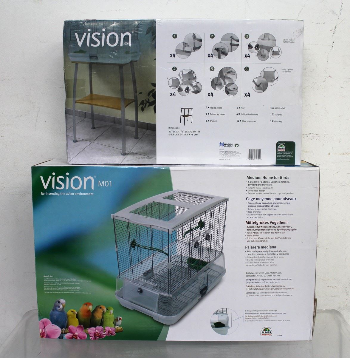 Hagen Vision M01 Medium Bird Cage for Canaries Budgies Finches W Stand
