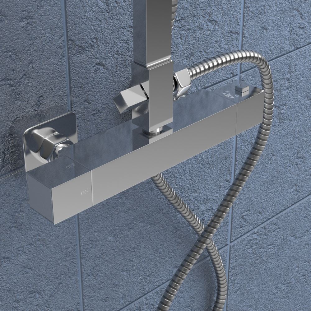 ROUND or SQUARE TWIN HEAD THERMOSTATIC SHOWER MIXER CHROME BATHROOM BATH UNIT | eBay