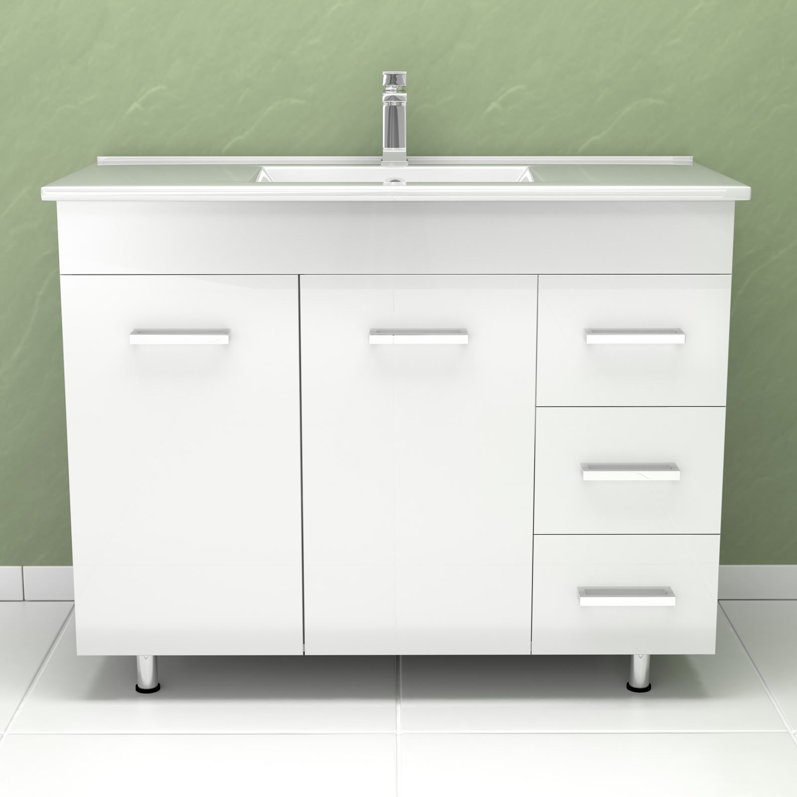 Modern High Gloss White Bathroom Furniture Vanity Storage Unit with ...