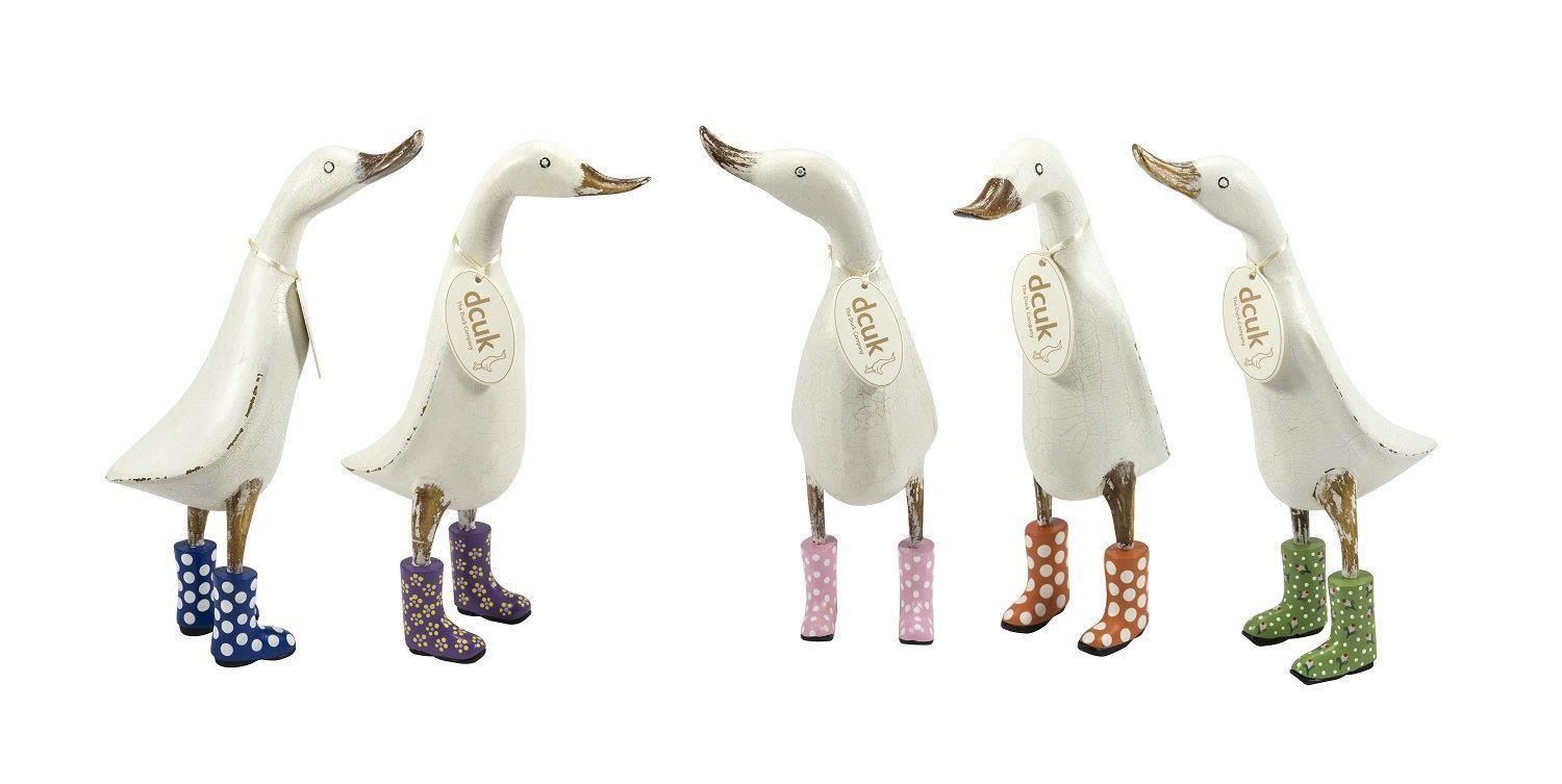 Anitque White Ducks Wearing Wellies from DCUK. Wooden Duck Ornament eBay