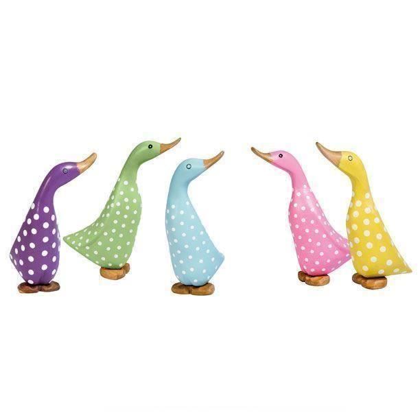 Coloured Spotty Duckling from DCUK. Wooden Duck Ornament eBay