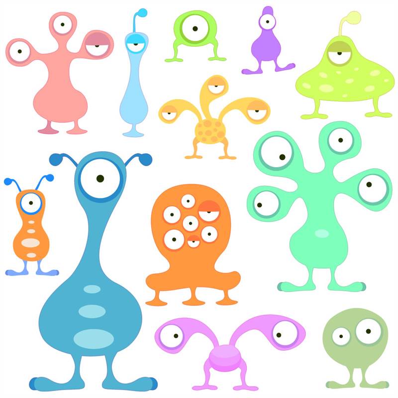 Space Aliens Repositionable Childrens Wall Stickers Kids Bedroom Boys