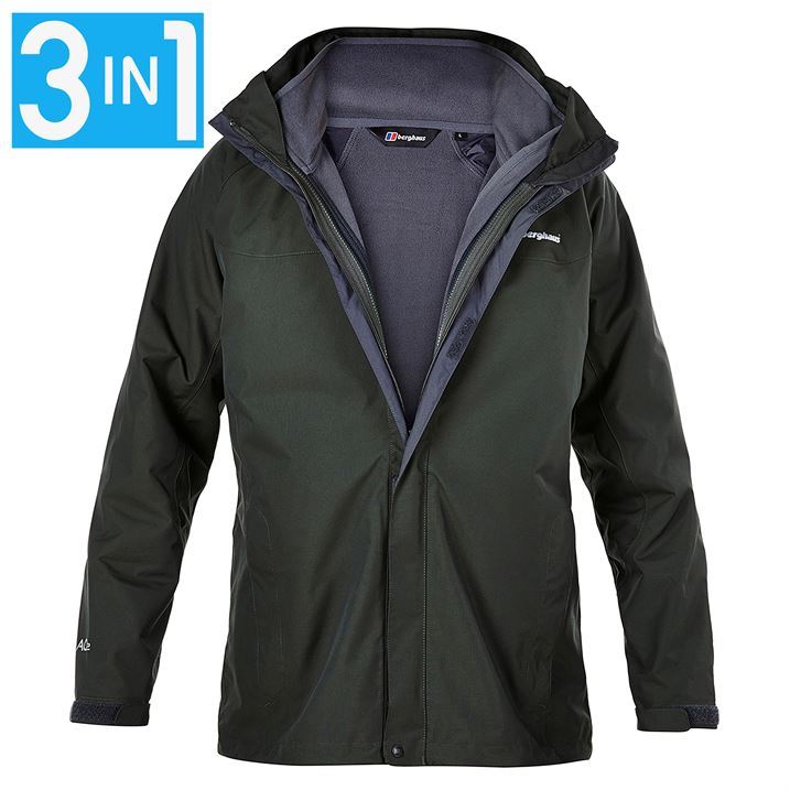 Berghaus Mens RG 3in1 Jacket Winter Long Sleeve Velcro Zip Up Top
