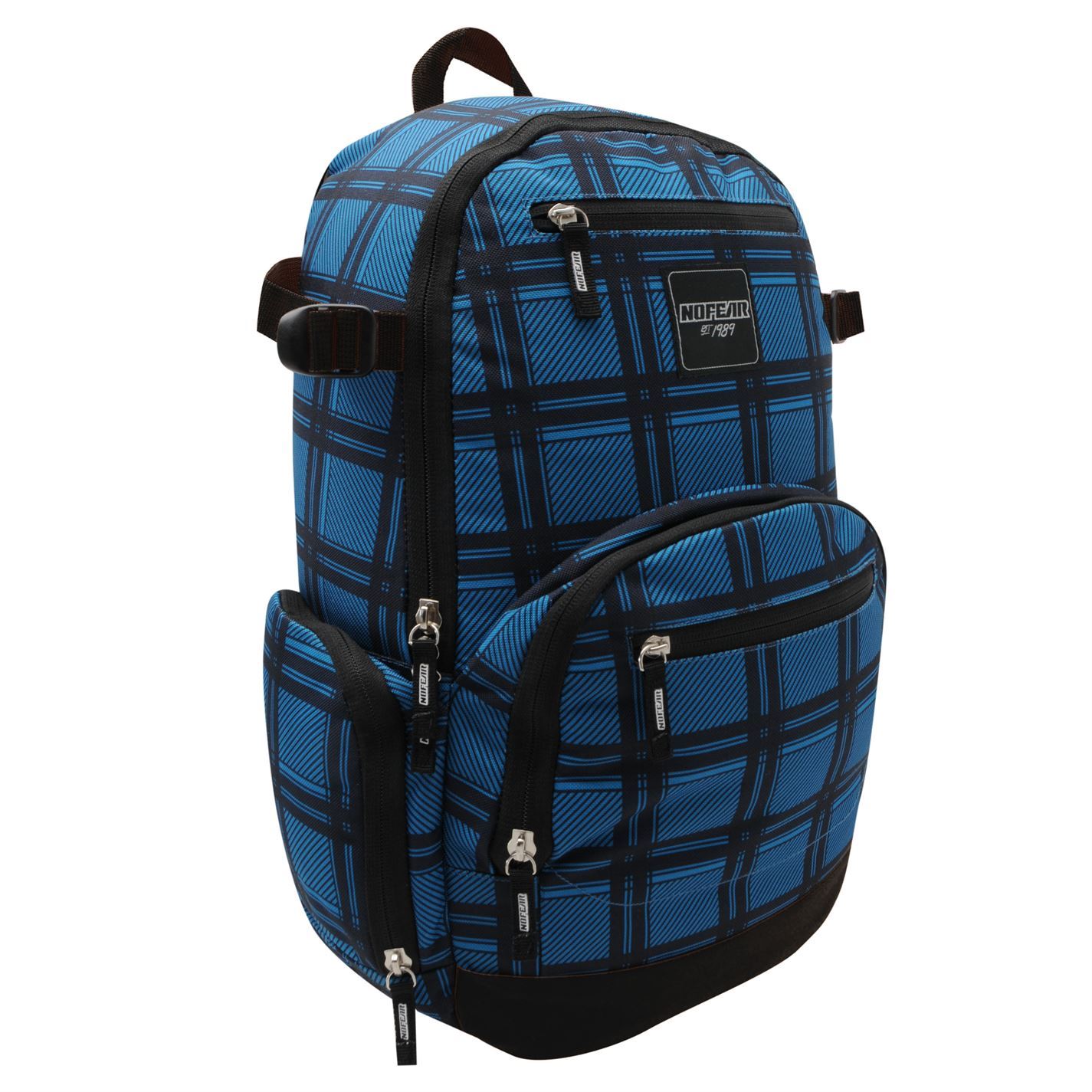 No Fear Unisex Check Backpack Rucksack Bag Zip Pockets eBay