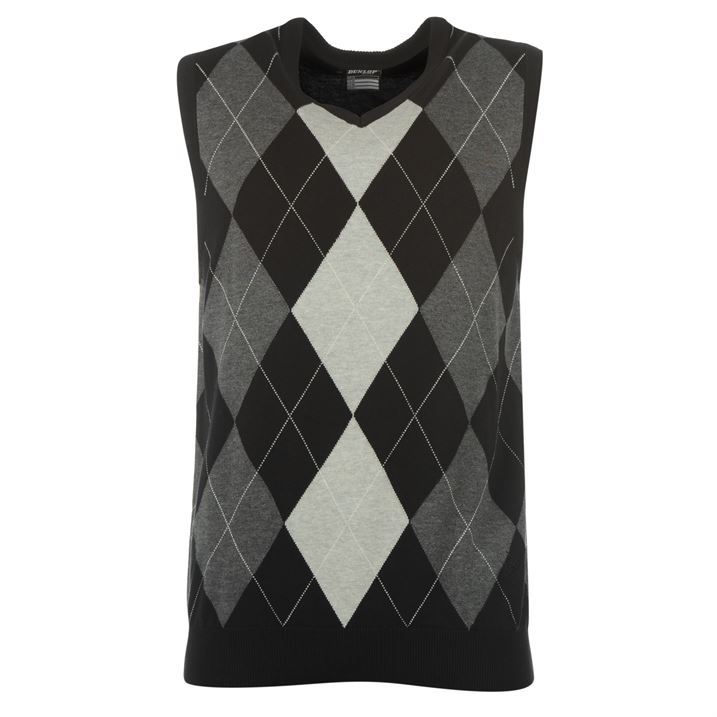 Dunlop Mens Clothing Argyle Golf Knit Vest Top Sleeveless Tee T Shirt