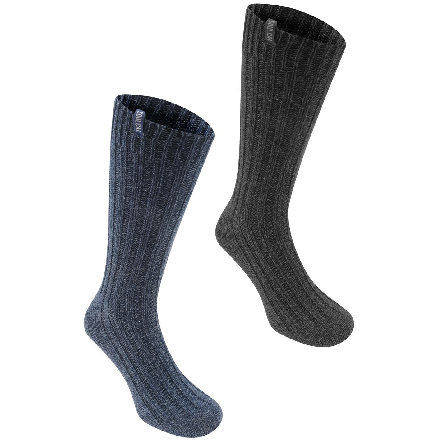 2x SoulCal Mens Heavy Rib Formal Socks Knee High Ankle Pairs Clothing