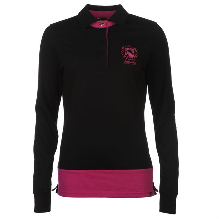 Requisite Ladies Polo Shirt Collar Neck Long Sleeve Horse Riding