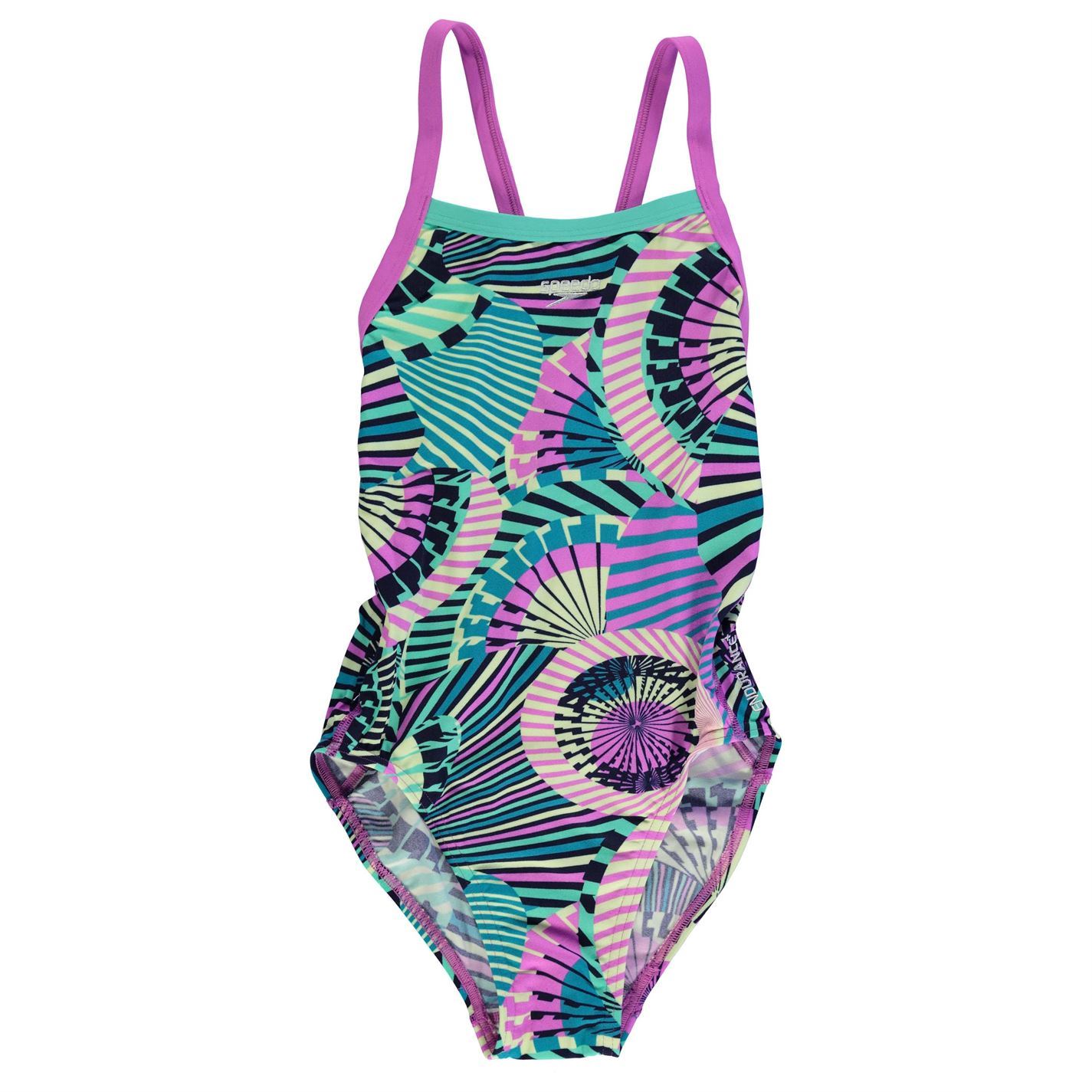 Speedo Kids All Over Patterning Cross Back Swimming Costume Junior