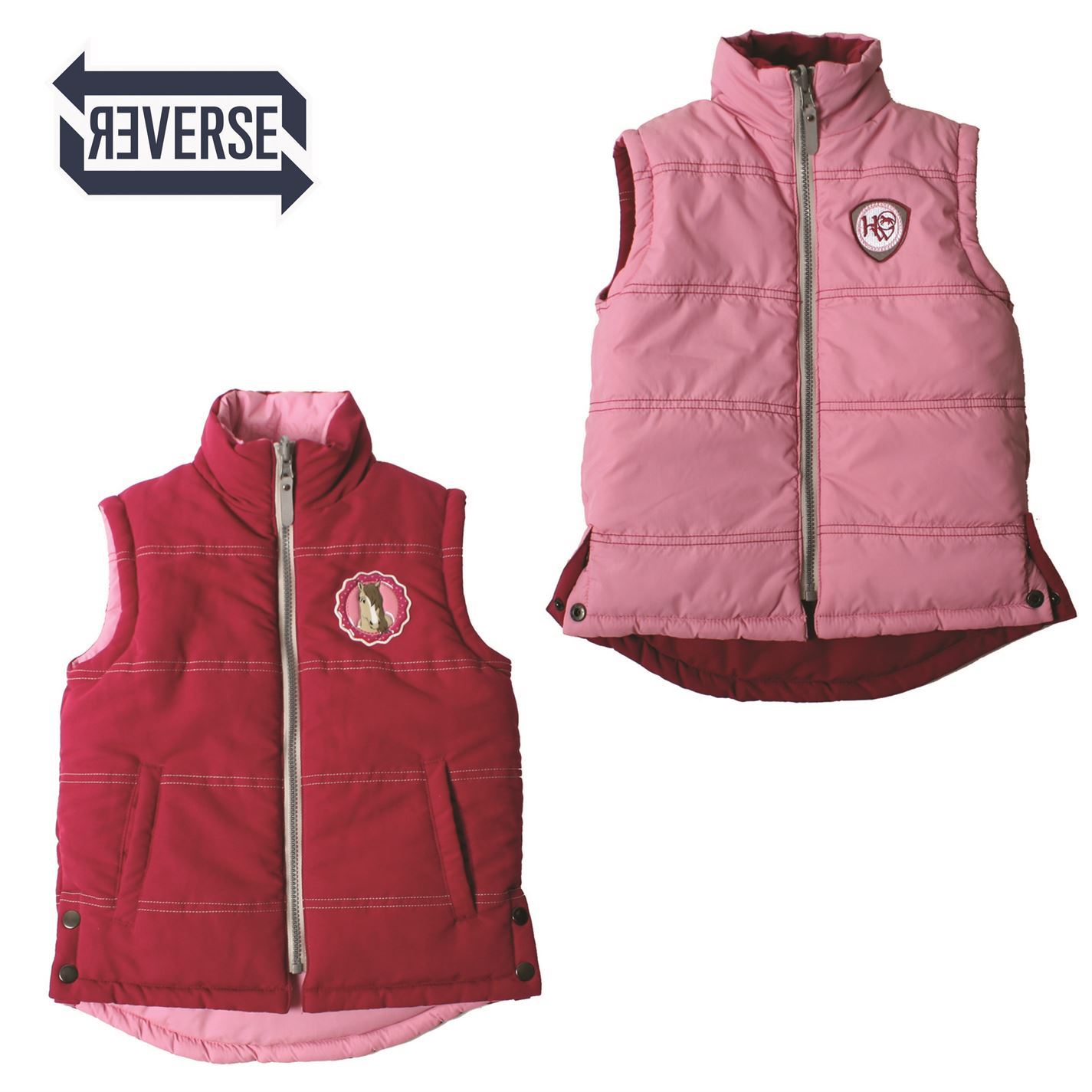 Horseware Kids Girls 2way Horse Riding Gilet Sleeveless Jacket