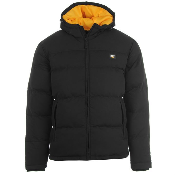 Cat Mens Puffa Jacket Zip Up Coat T And Drawstring Hood Thick Cat Mens Puffa Jacket Zip Up Coat T