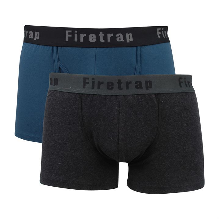 Firetrap Mens 2 Pack Trunks Gents Elasticated Waist Band Boxers