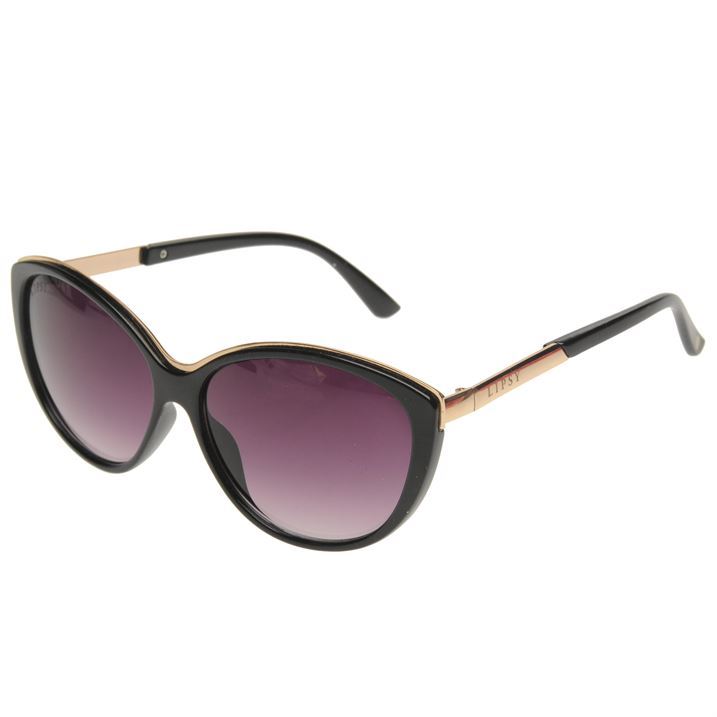 Lipsy Womens Cat Eye Sunglasses Fashion Black Metallic Accenting eBay