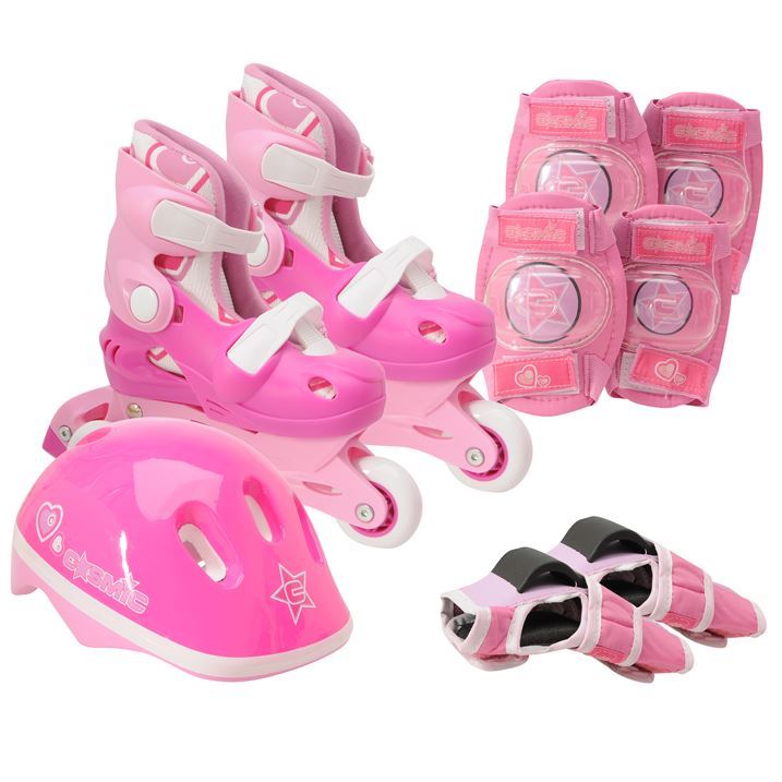 Cosmic Kids Skate Protection Set Girls Adjustable Skates Knee Pads