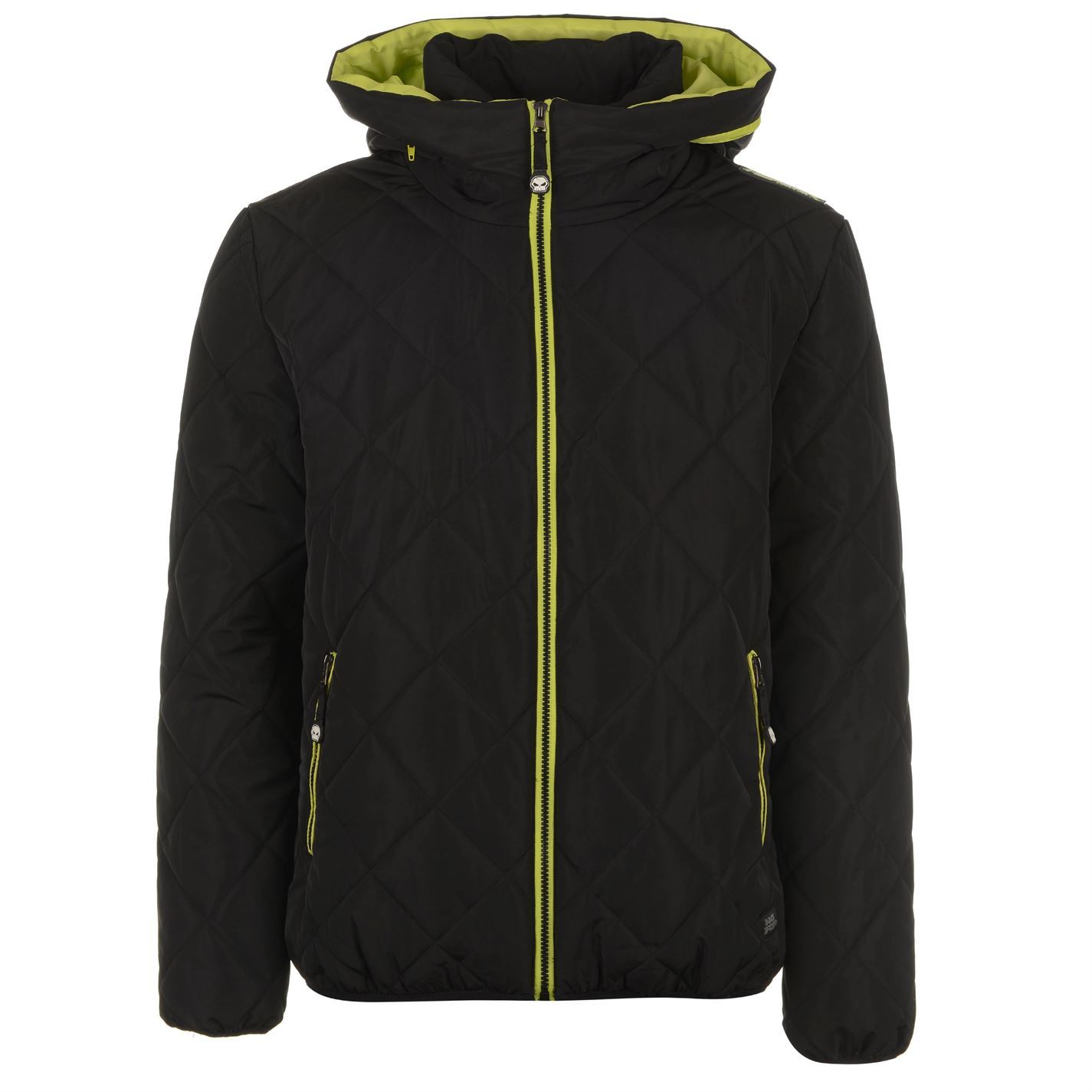 No Fear Mens Quilt Bomber Jackets Coat Top Long Sleeve Hoody Hooded