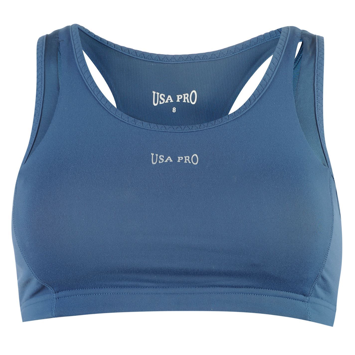 USA Pro Womens Ladies Medium Sports Bra Training Crop Tops T Shirt Tee