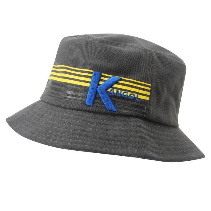 Kangol Mens Retro Bucket Hat Beanie Headwear Large Brim Striped Detail