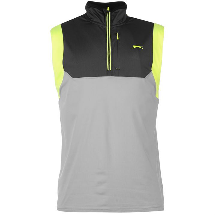 Slazenger Mens Half Zip Pullover Golf Sleeveless Mock Neck 1 Pocket New