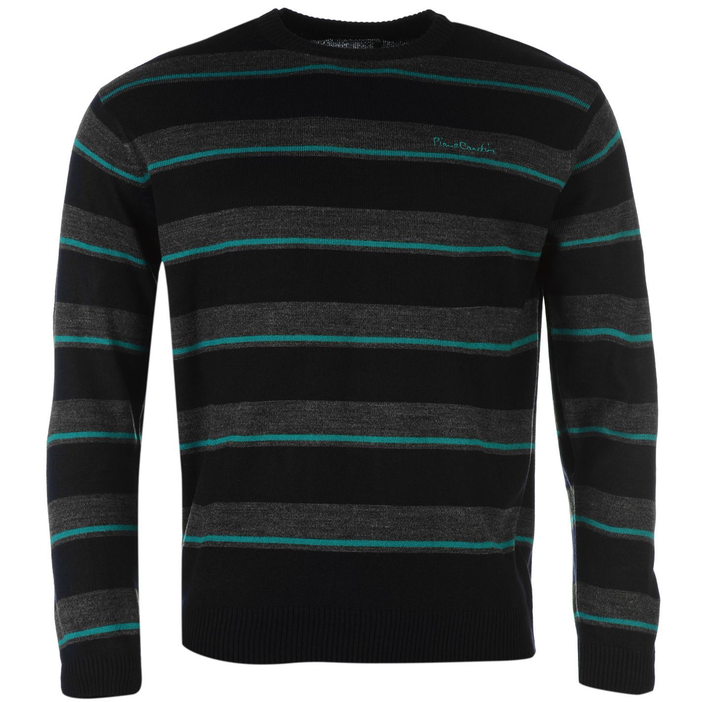 Pierre Cardin Mens Two Stripe Knitted Jumper Long Sleeve Pullover