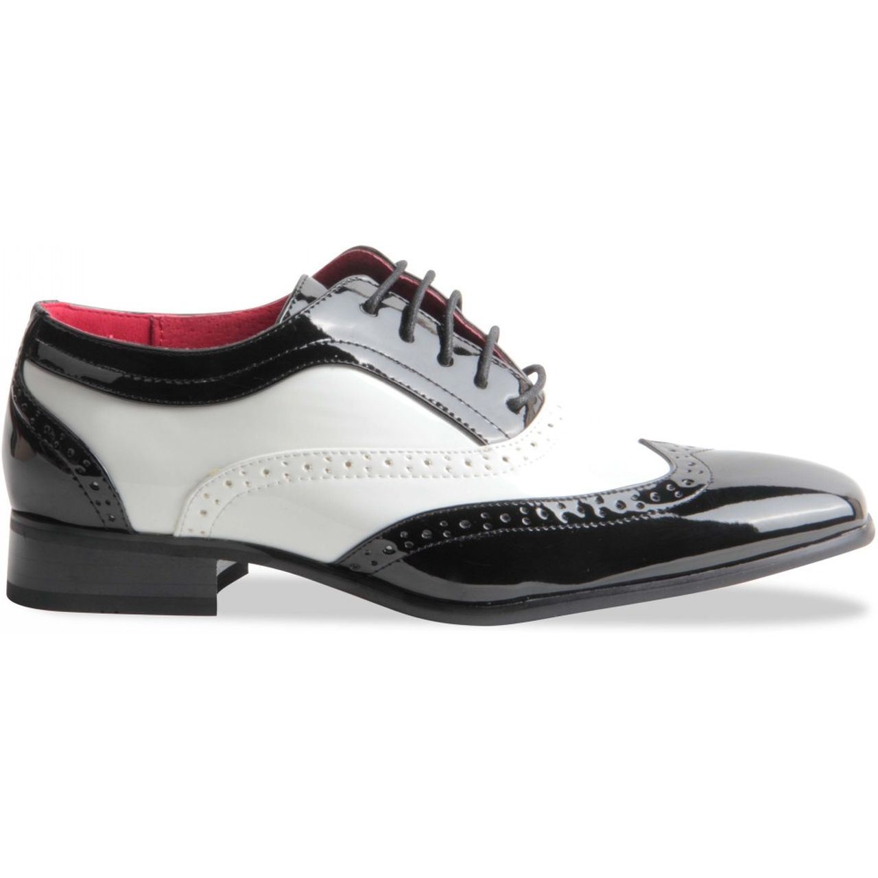 Mens spectator Two Tone, Black Red, wingtip, Brogue, gangster shoe
