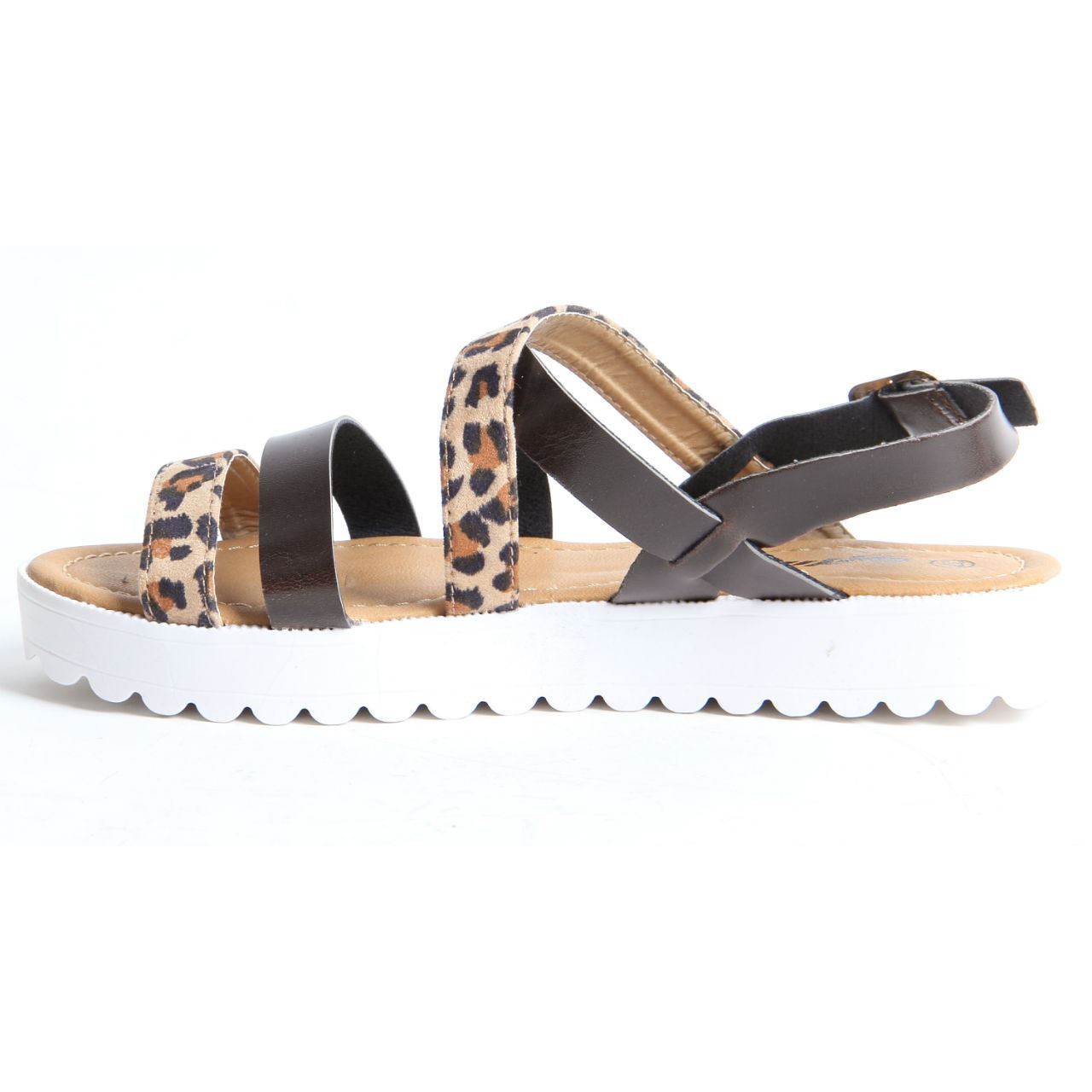 Womens Ladies Buckle Up Leopard Print Sandals Wedge Summer Shoes | eBay