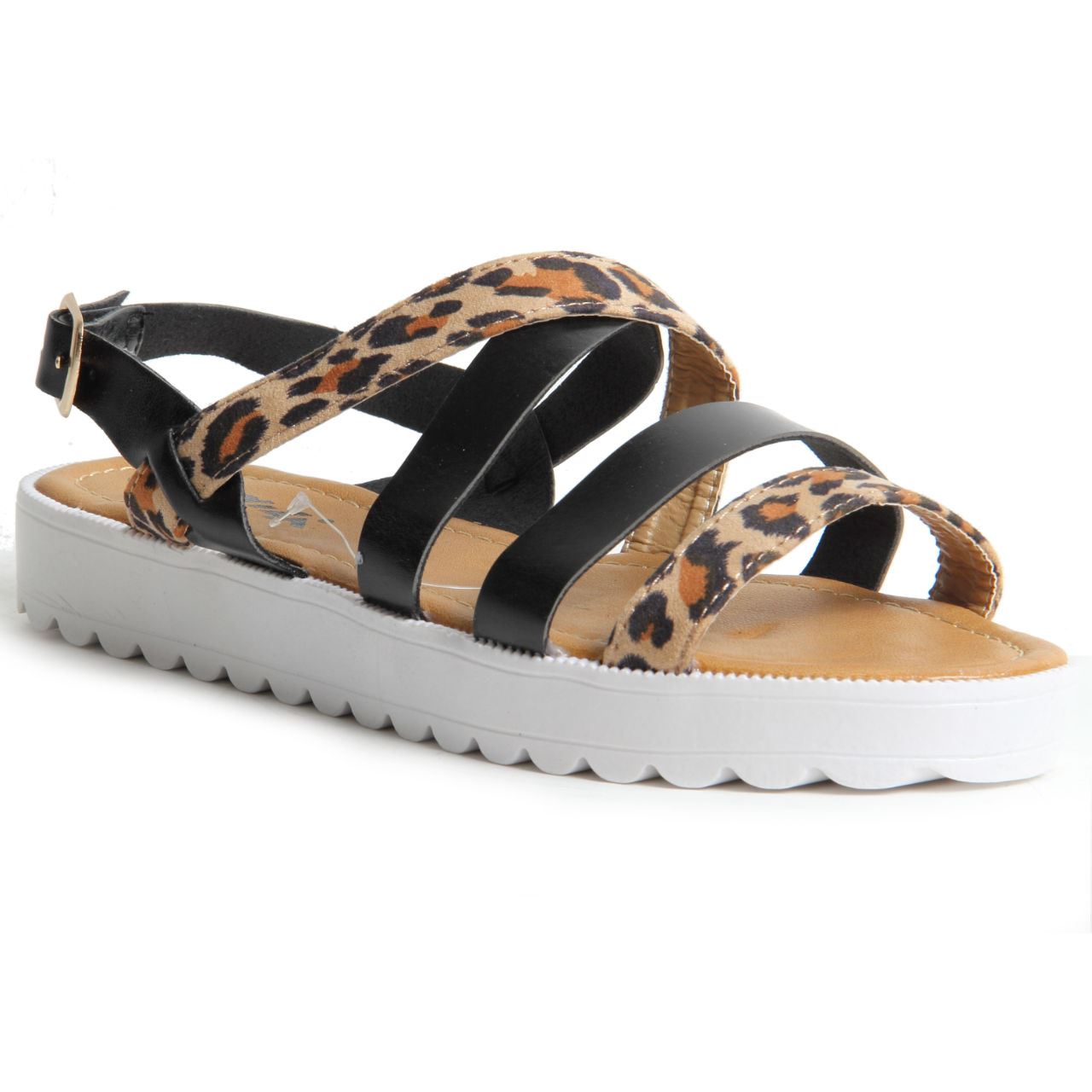 Womens Ladies Buckle Up Leopard Print Sandals Wedge Summer Shoes | eBay