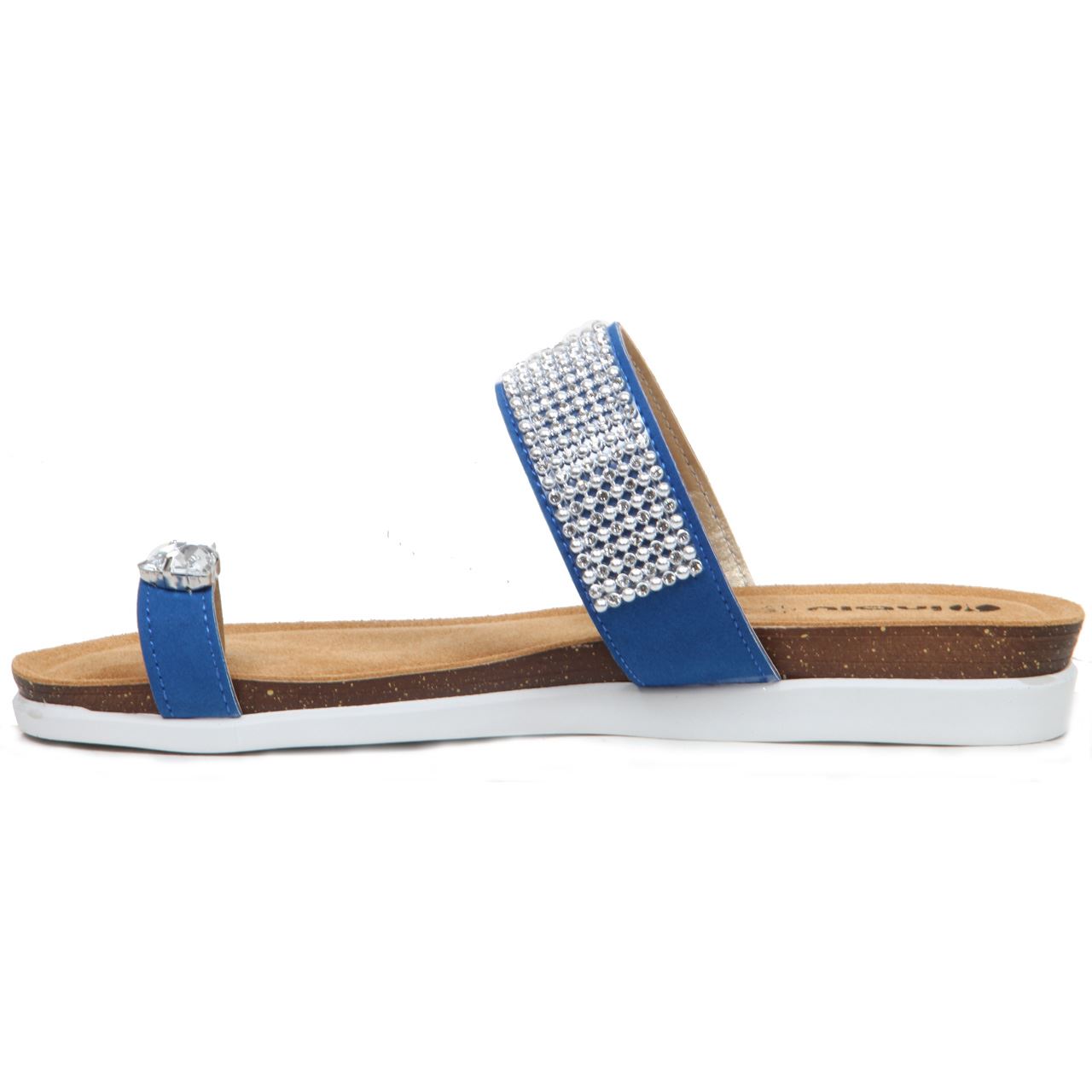 Womens Ladies Sparkling Toe Ring Slip On Leather Lined Wedge Sandals Casual | eBay