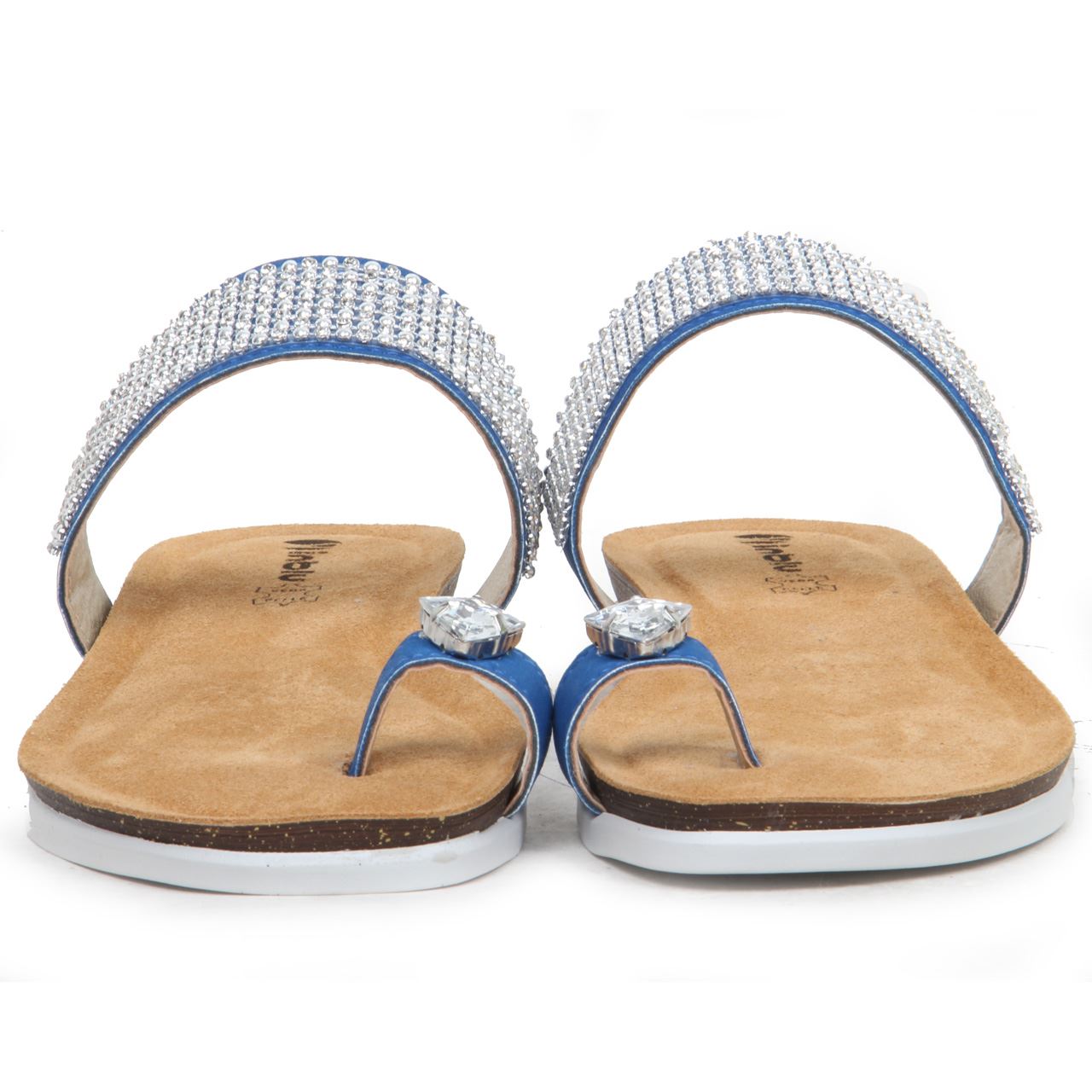 Womens Ladies Sparkling Toe Ring Slip On Leather Lined Wedge Sandals