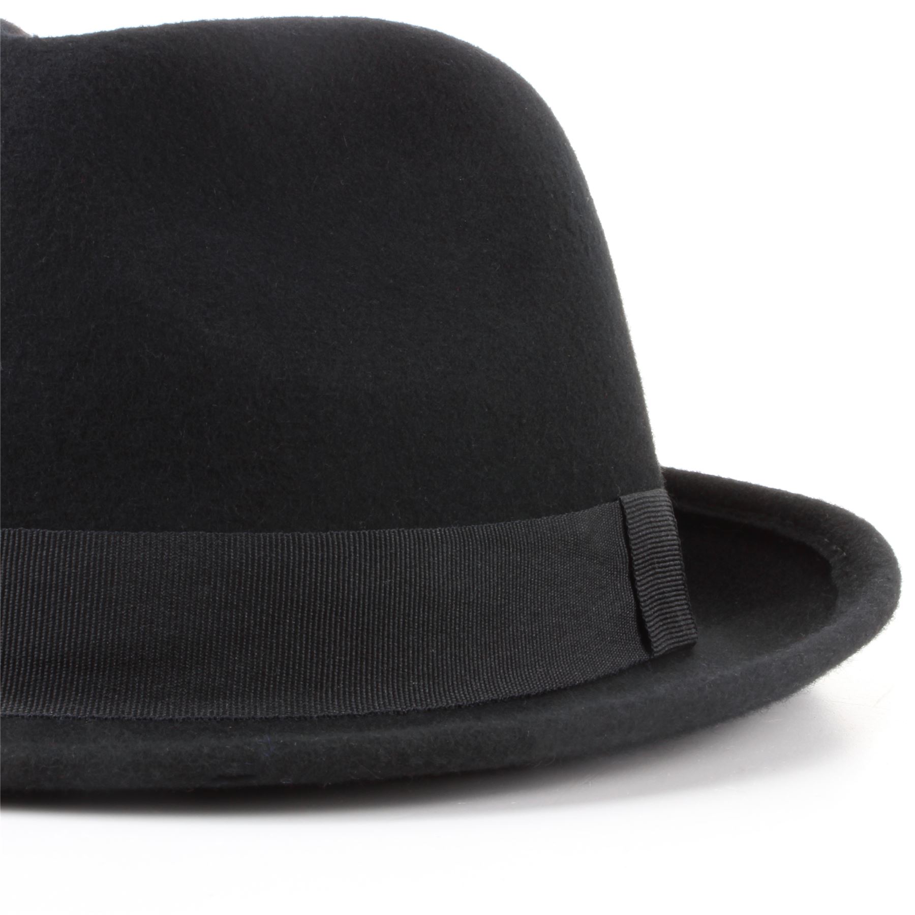 Wool Trilby Hat Hawkins Felt Fedora BLACK BROWN Mens Ladies M S eBay