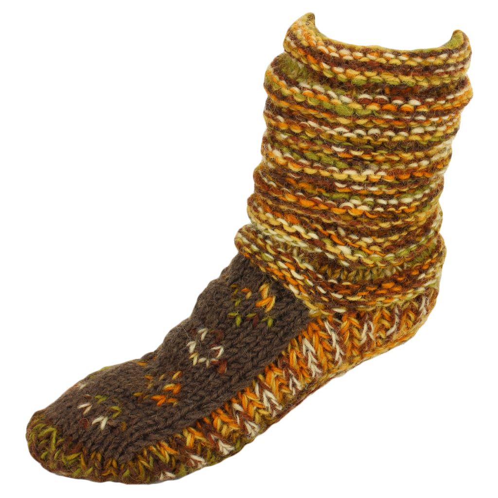 WOOL SOCKS FLEECE LINED CHUNKY KNIT SLOUCH BED SLIPPERS ...