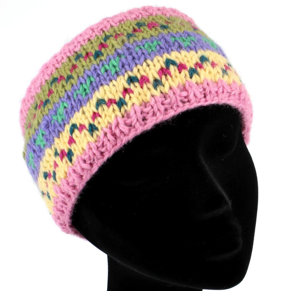 WOOL KNIT HEADBAND HANDMADE SKI BAND EARWARMERS EAR MUFFS NEPAL Fleece