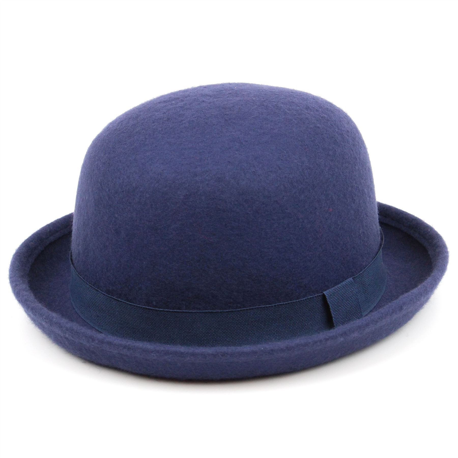 Chapeau Bowler Laine ZUMUii Femme - Style Vintage Fedora Derby Bleu Marine, Tour De Tête 57-60cm
