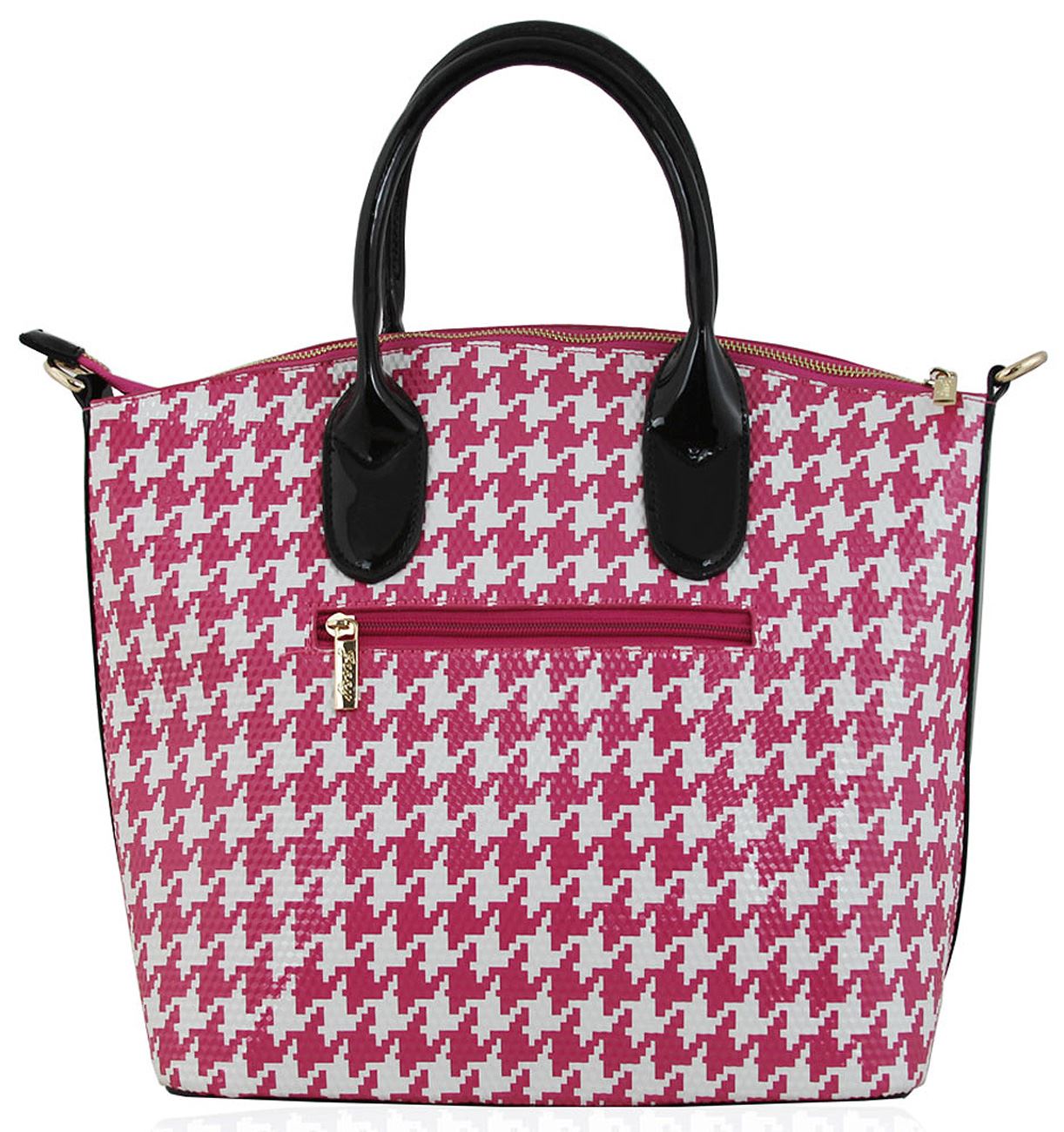 Lion Medallion Dogtooth Pattern Designer Large Tote Handbag Shoulder Bag eBay