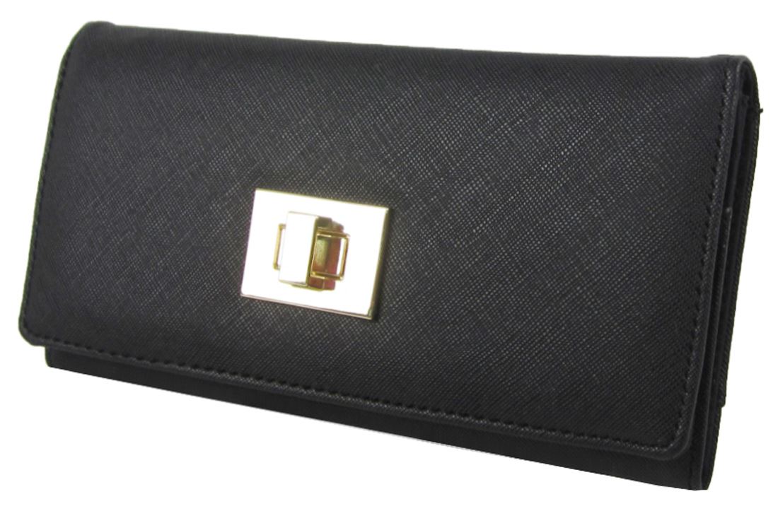 Front Twist Lock Clasp Detail Large Ladies Purse Clutch Wallet eBay