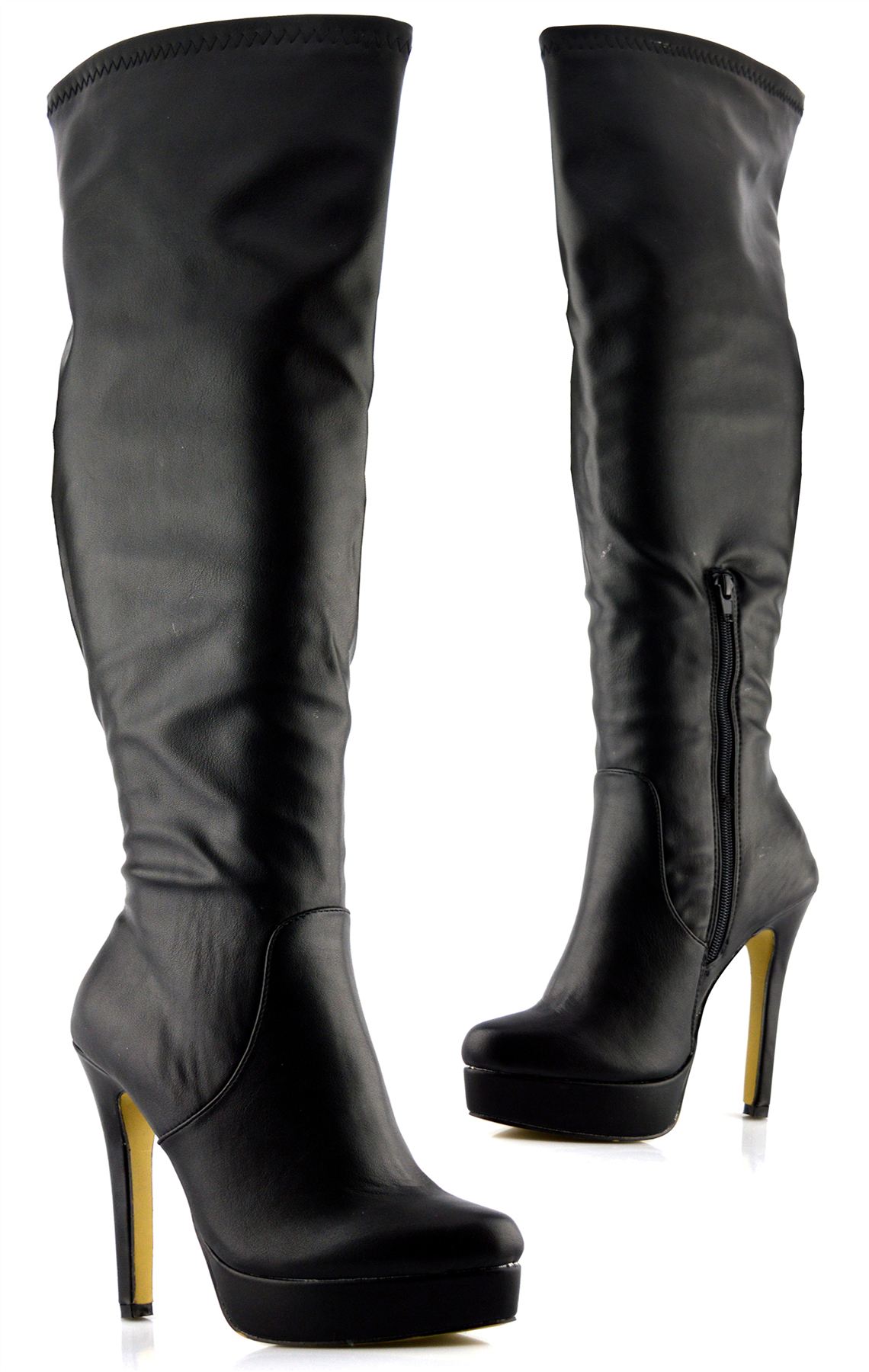 Ladies Womens New Knee High Stiletto Heel Platform Zip Fashion Boots Shoes Size | eBay