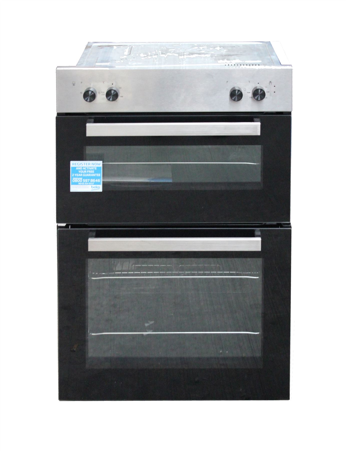 Beko Built In Electric Double Fan Oven S Steel Tall Larder Unit Black