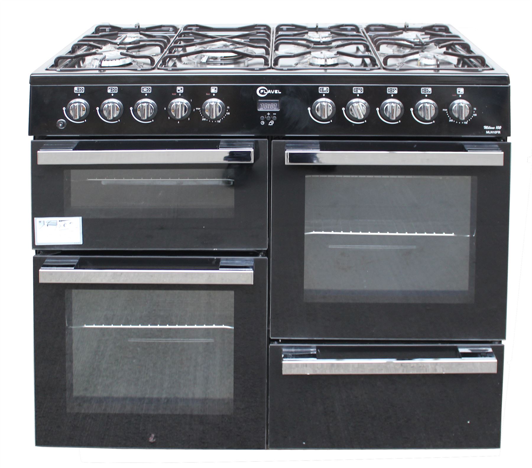 Flavel 100cm Dual Fuel Range Cooker MLN10FRK 7 Burner Black 2086