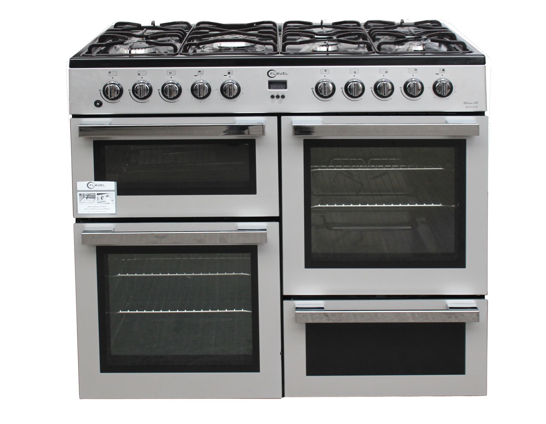 Flavel MLN10FRS 100cm Range Cooker Dual Fuel 7 Burner Silver 1932