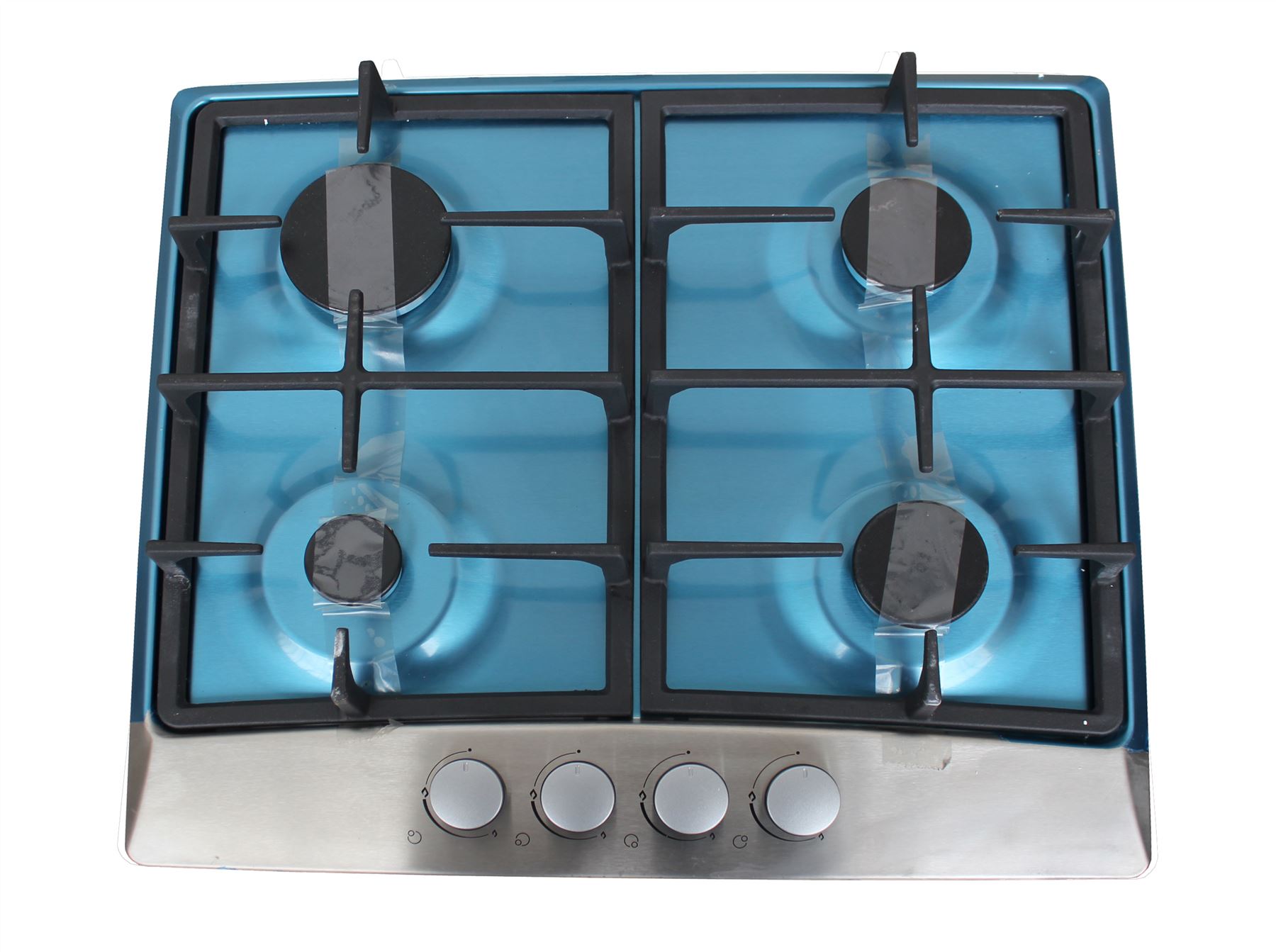 60cm Stainless Steel Gas Hob 4 Burner Built in Cast iron pan Supports