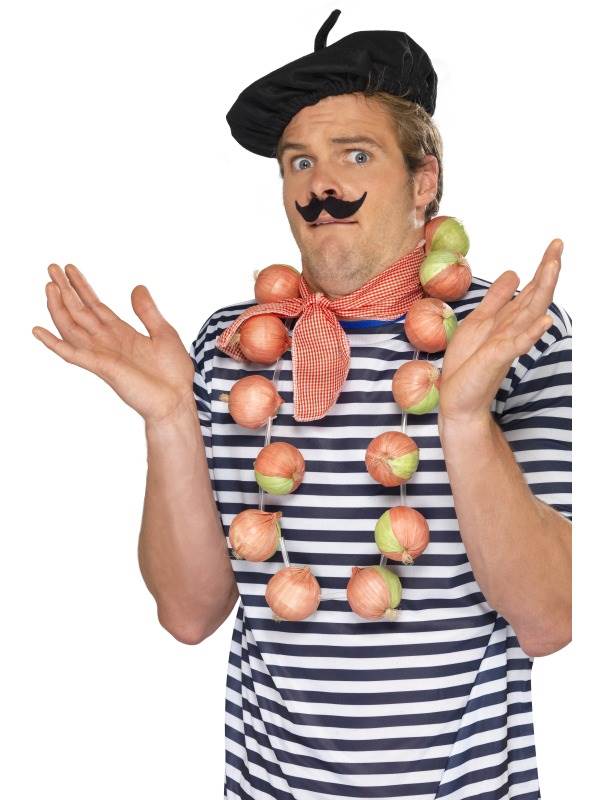 MALE FEMALE ONION GARLAND FANCY DRESS OUTFIT OIGNON NECKLACE FUNNY