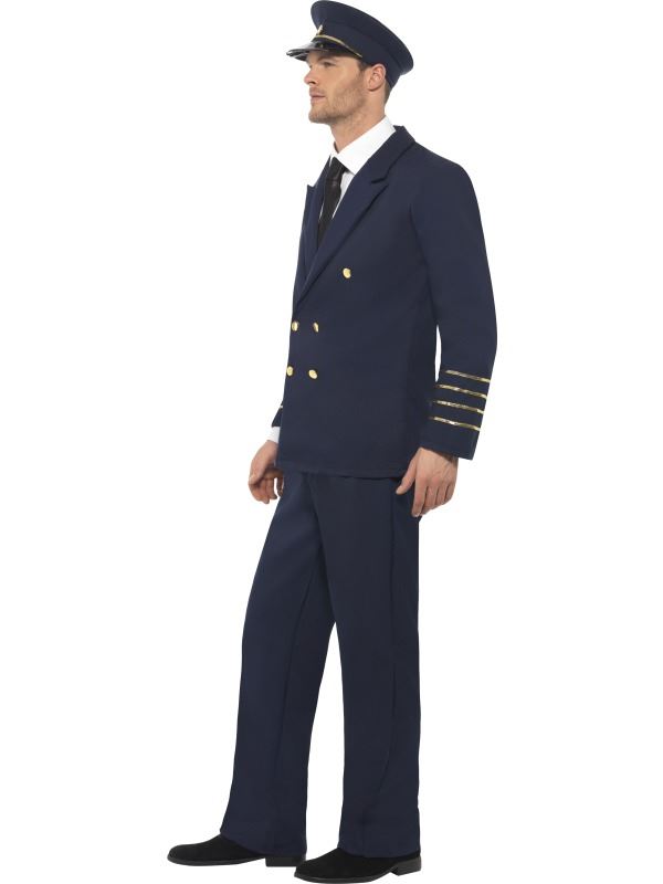 MENS PILOT COSTUME BLUE UNIFORM AIRLINE AEROPLANE CAPTAIN FANCY DRESS OUTFIT eBay