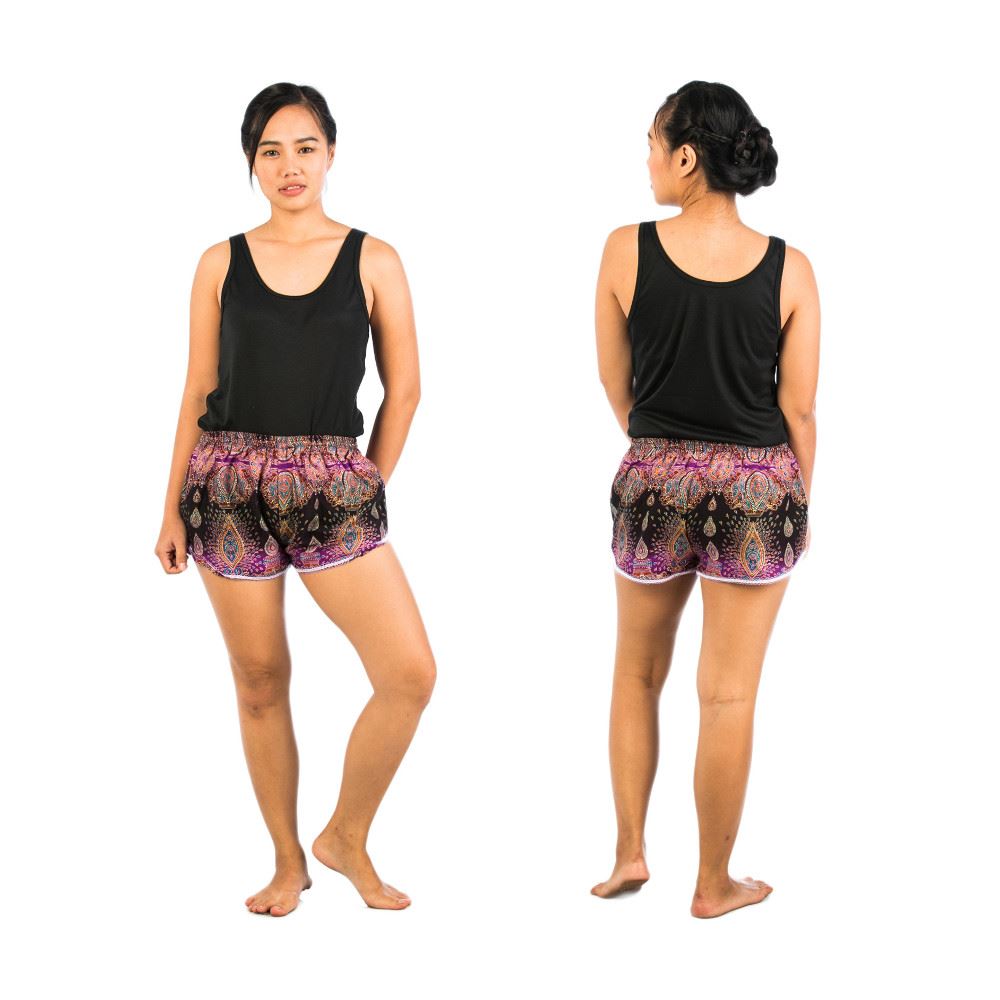 New Womens Ladies Printed Pattern Boxer Shorts Loose Fit Elastic Waist