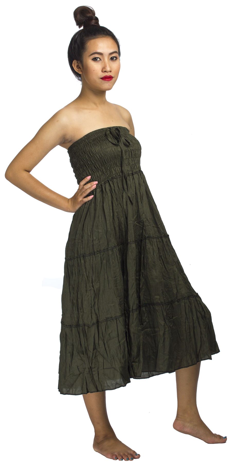 2 in 1 Long Tiered Broomstick Skirt/Dress Smock Waist Boho Hippie Summer eBay