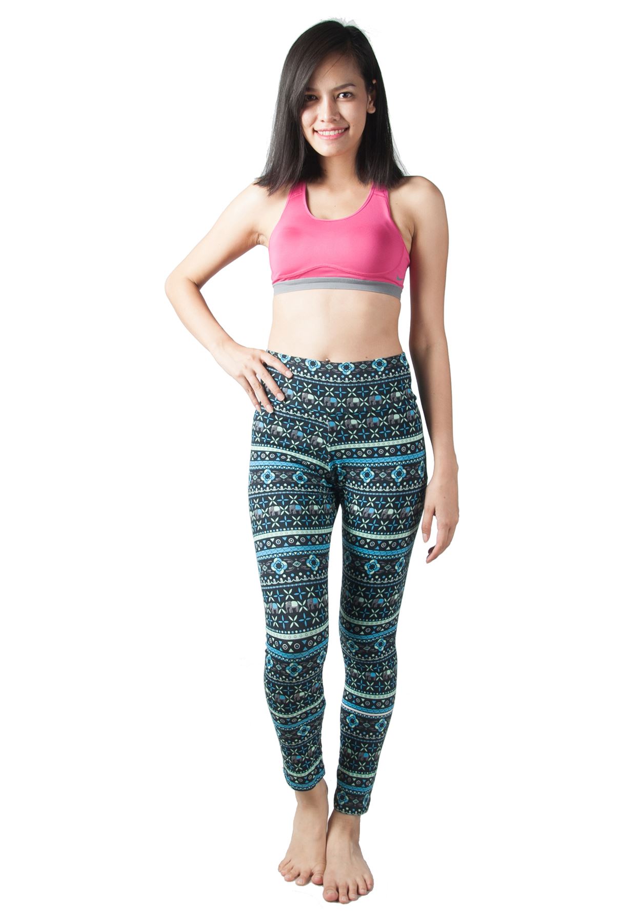 Cotton Spandex Leggings Women Lofbaz Fold Over WaistBand Lovely Elephant Print eBay