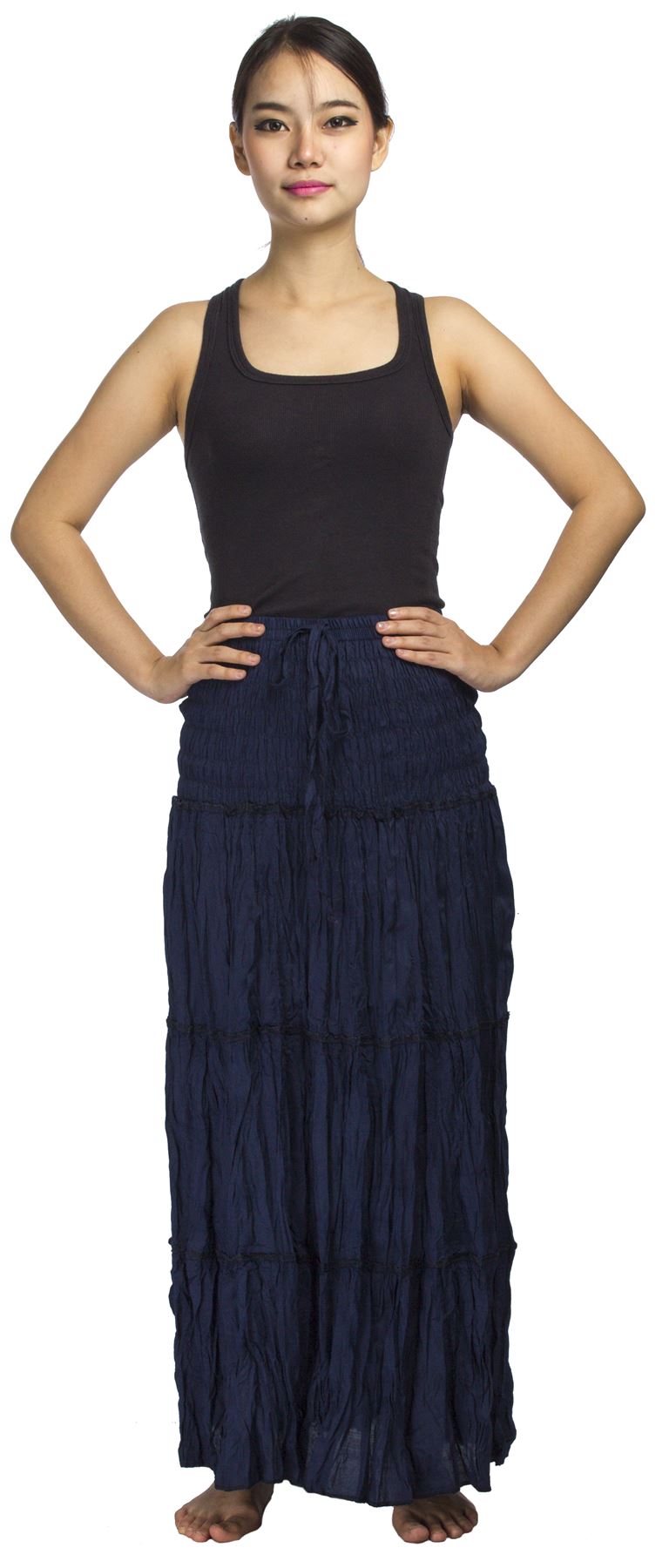 Long Tiered Rayon Broomstick Peasant Skirt & Dress Gypsy Hippie Boho