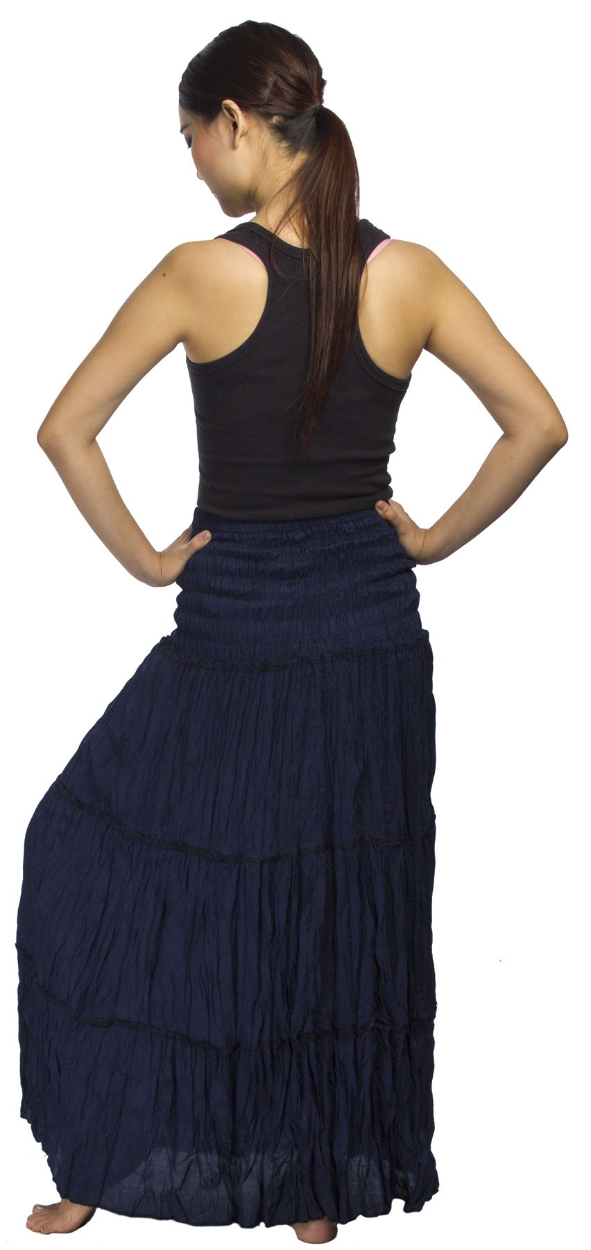 2 in 1 Long Tiered Broomstick Skirt/Dress Smock Waist Boho Hippie Summer eBay