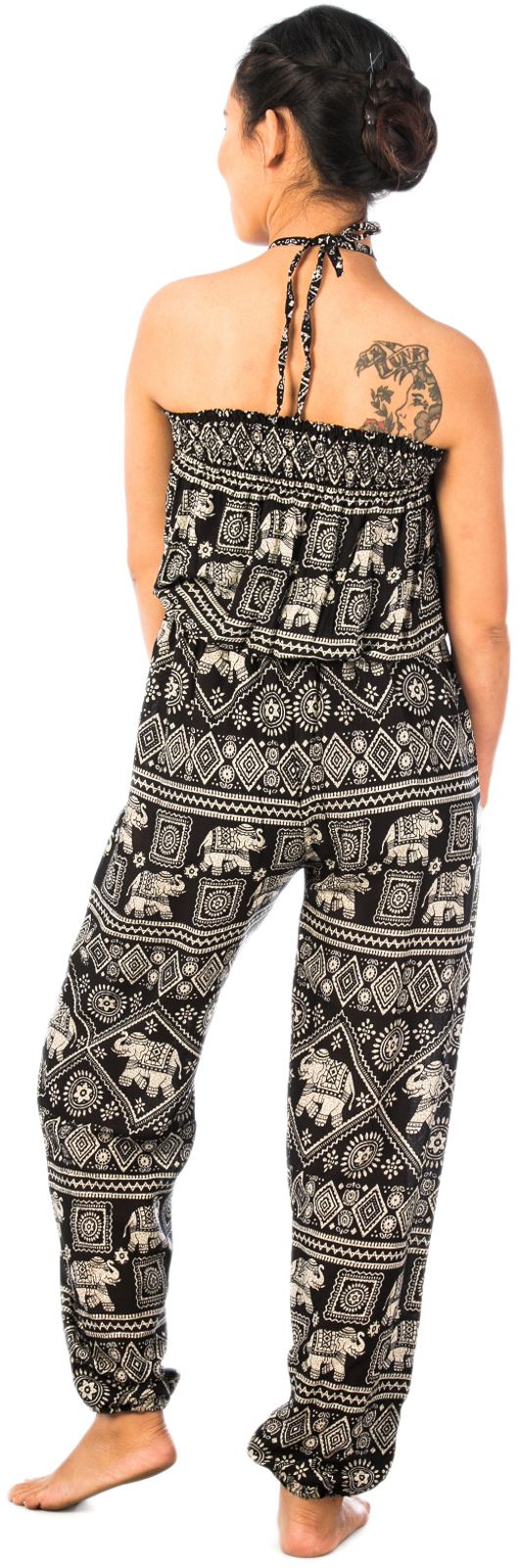 Womens Casual Summer Ladies Bohemian Thai Elephant Pattern Jumpsuit