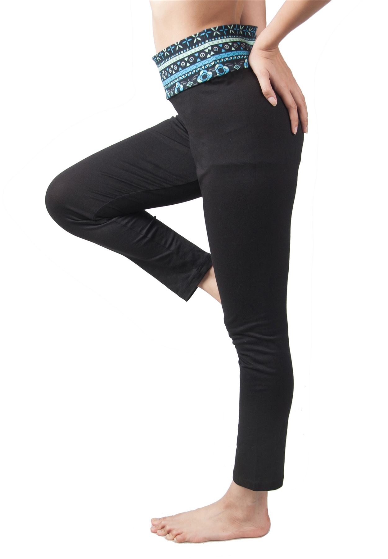 Cotton Spandex Leggings Women Lofbaz Fold Over WaistBand Lovely