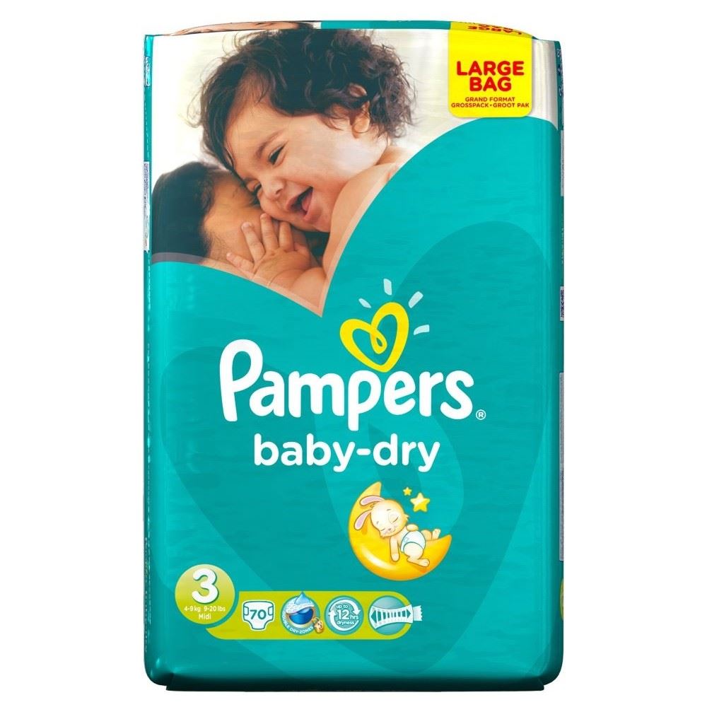 Pampers Baby Dry Size 3 Midi 49kg (70) eBay