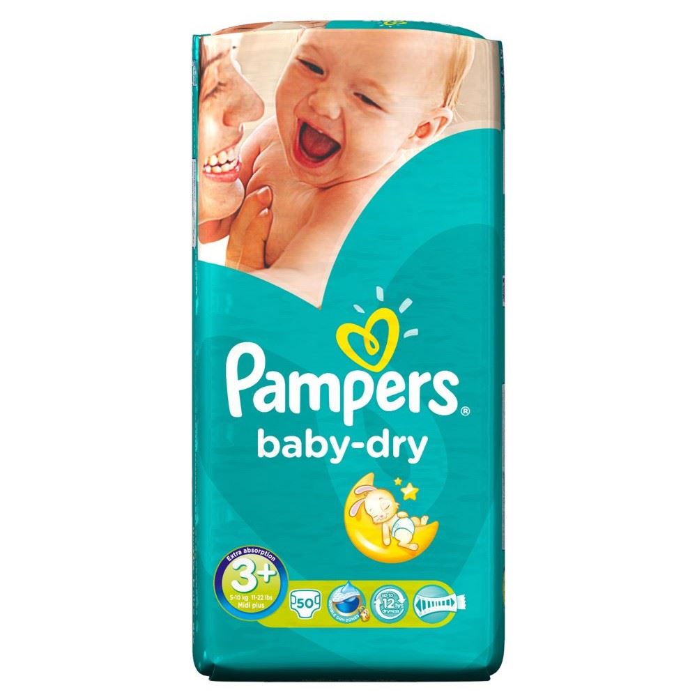 Pampers Baby Dry Size 3+ Midi Plus 510kg (50)
