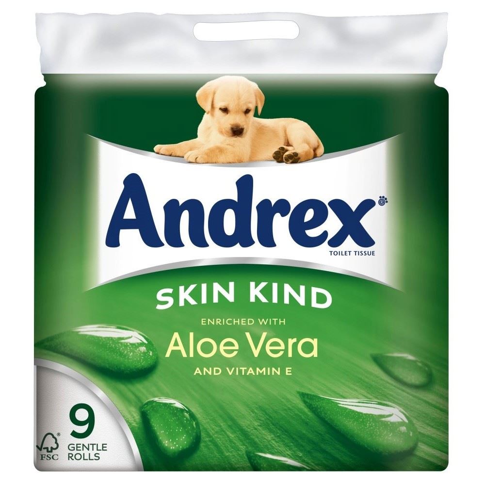 Andrex Skin Kind Aloe Vera Toilet Tissue Rolls 160 Sheets per Roll (9